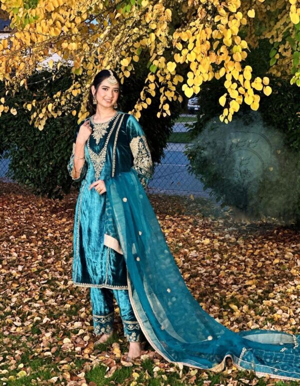 Regal Teal Embroidered Salwar Set with Luxe Dupatta