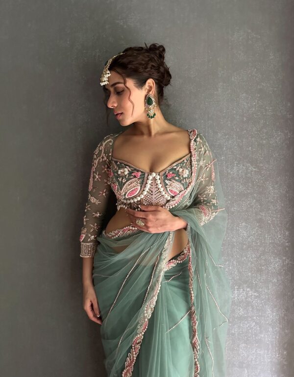 Pista Luxe Resham Saree With Couture Blouse