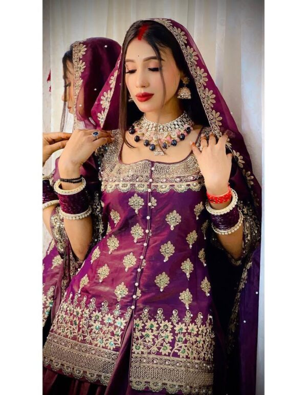 Regal Plum Luxe Silk Embroidered Festive Lehenga