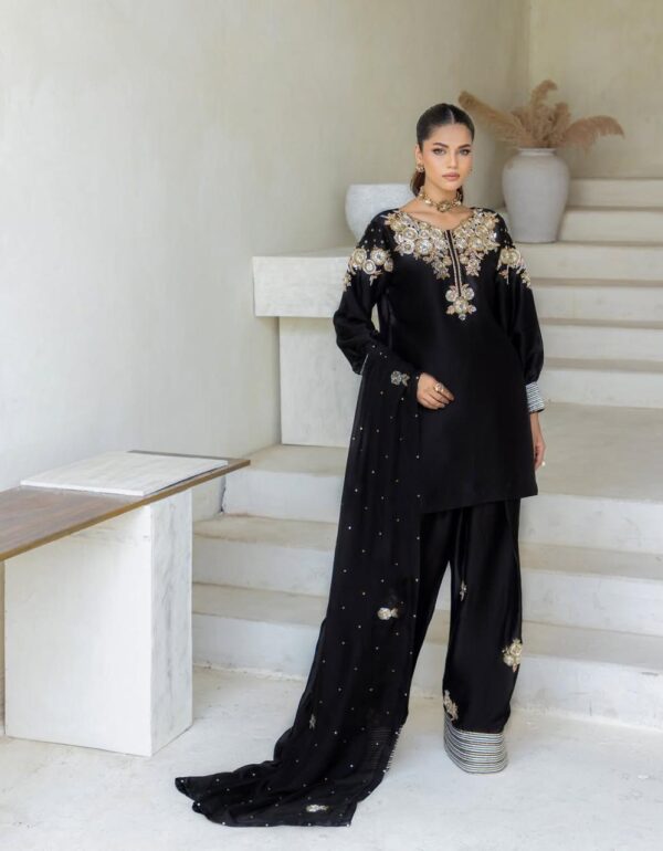 Midnight Luxe Silk Embroidery Ensemble