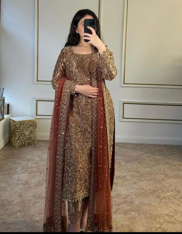 Golden Majesty Embroidered Kurta Palazzo Ensemble