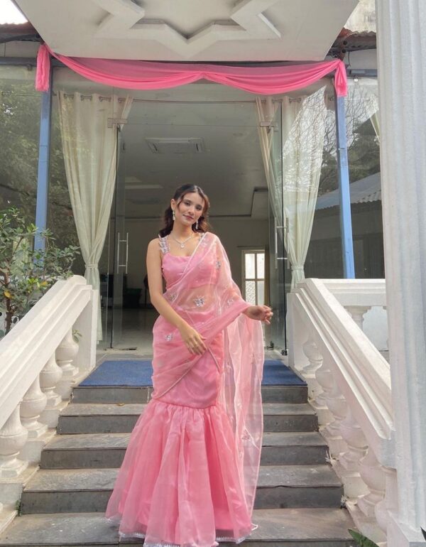 Regal Morning Petals Designer Lehenga Saree