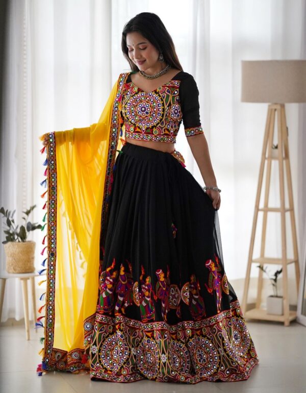 Festive Luxe Black Chaniya Choli With Radiant Yellow Dupatta