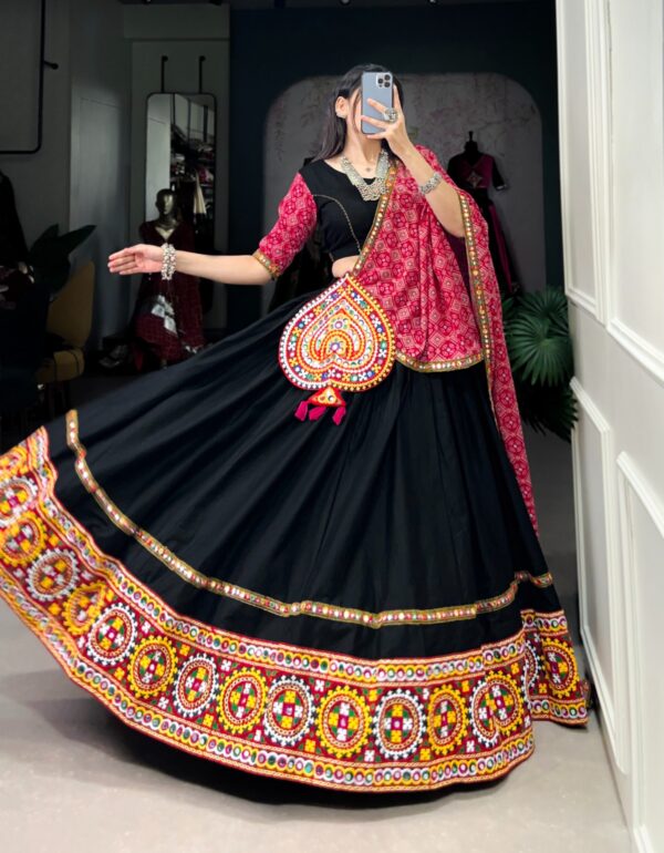 Regal Navratri Gamthi Lehenga with Luxe Bandhej Draping