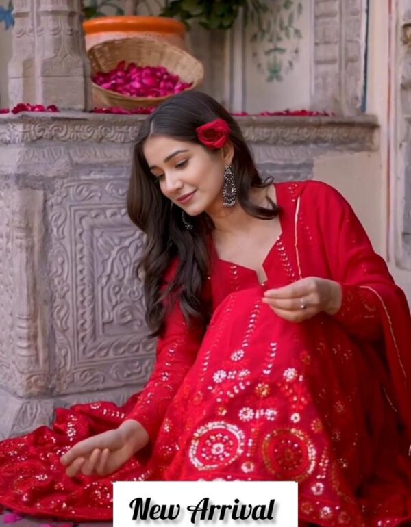 Regal Scarlet Gota Embellished Anarkali Ensemble