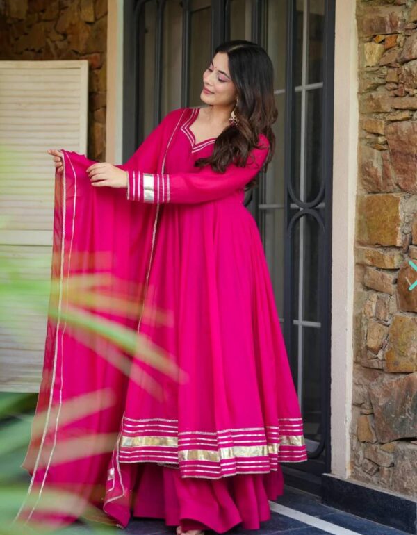 Glamorous Rani Pink Designer Party Wear Graceful Gown