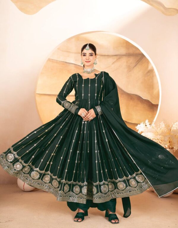 Tehzeeb Green Mehfil Ready Multi Thread Embroidered Work Anarkali Set