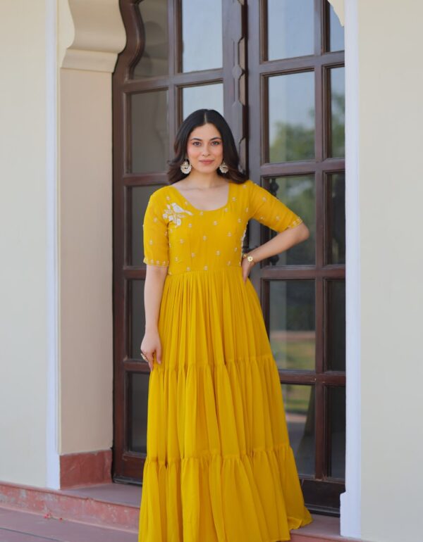 Inaaya Sunshine & Rose Embroidered Layered Gown Set