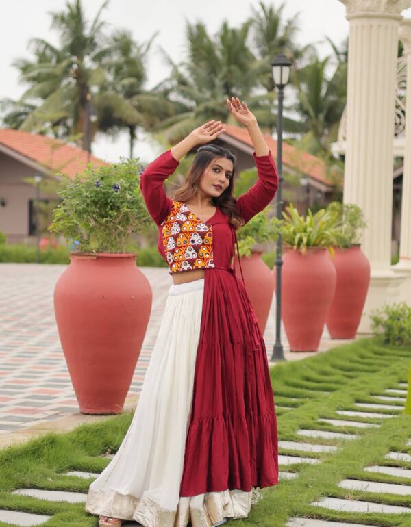 Garba Queen Twirl Ready Multicolor Blouse with Contrast Flared Lehenga
