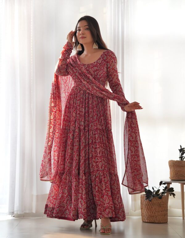 Exclusive Maroon Colour Three Piece Anarkali Set