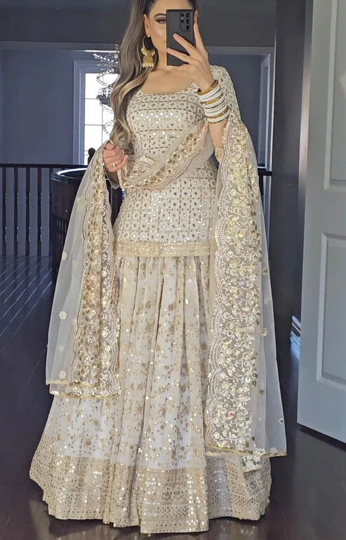 Vrinda Party Wear Look Top , Sharara Plazzo And Dupatta Set
