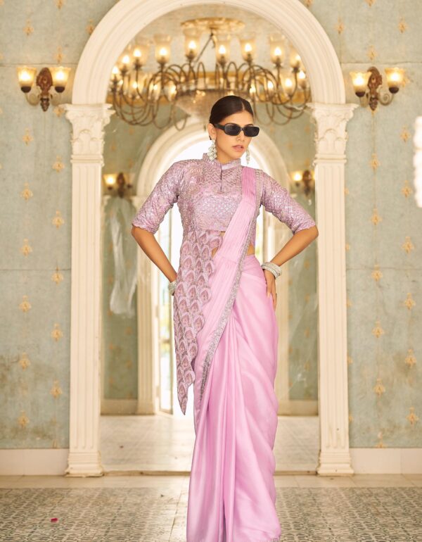 Sitara Trending Ready To Wear Stylist Blouse Drape Saree