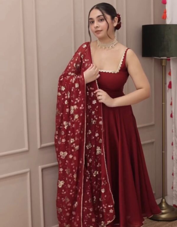 Raaniraj Anarkali Set with Floral Sequin Dupatta
