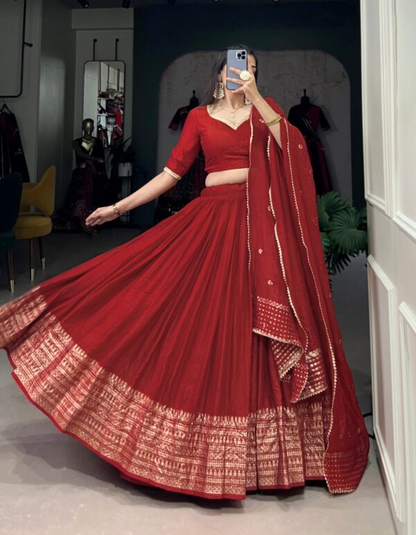 Palanquin Elegance Pure Chanderi Plain Lehenga Choli