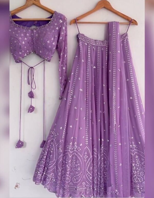 Purple Colour Embroidered Lehenga Choli