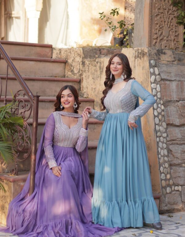 Samara Embroidered Anarkali Gown Set with Dupatta