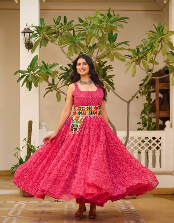 Heritage Swirl Bandhni Print Navratri Special Gown
