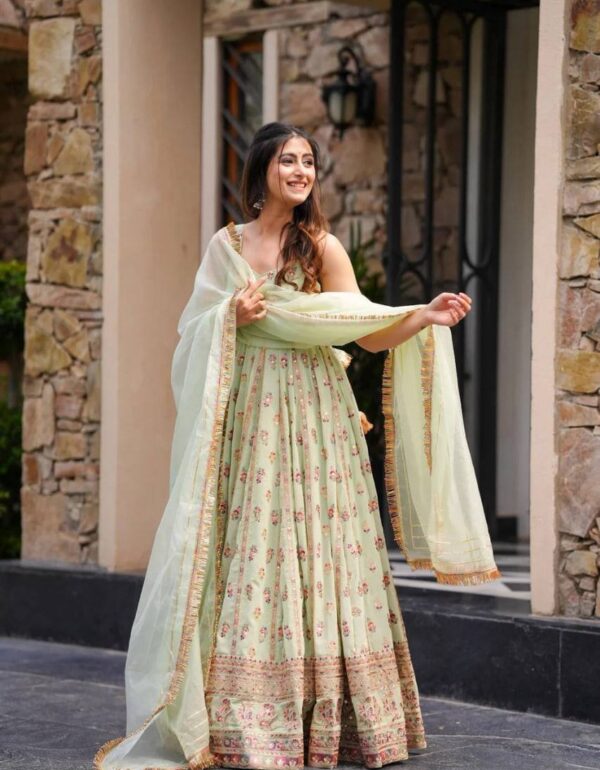 Kahani Mint Serenity Heavy Gown Suit