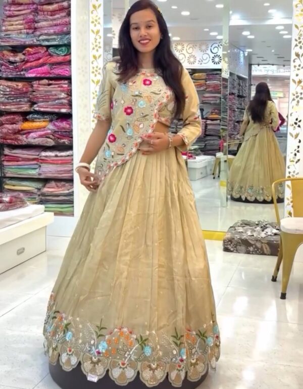 New Designer Pastel Bloom Heavy Embroidery Lehenga Set