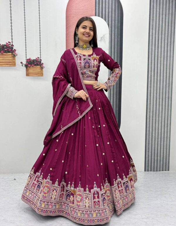 Kiara Pure Vichitra Lehenga with Coading Sequence Work Dupatta
