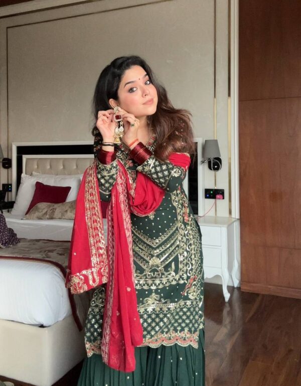 Shahi  Bottle Green Sharara Set