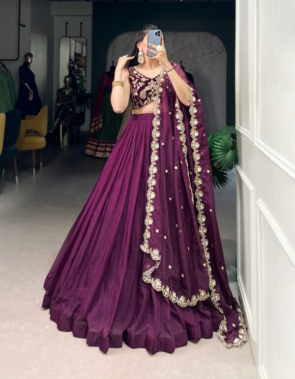 Regal Wine Muse Every Twirl Embroidered Lehenga Choli