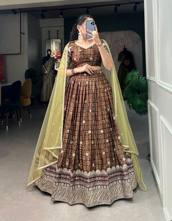 Lisha Digital Print With Embroidery Sequins Work Lehenga Choli