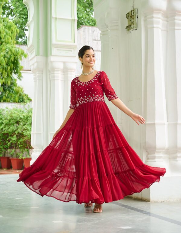 Ruchika Maroon & Teal Designer Anarkali Gown