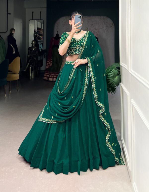 Nazakat – The Green Charm  Thread Embroidery Work Belt lehenga choli