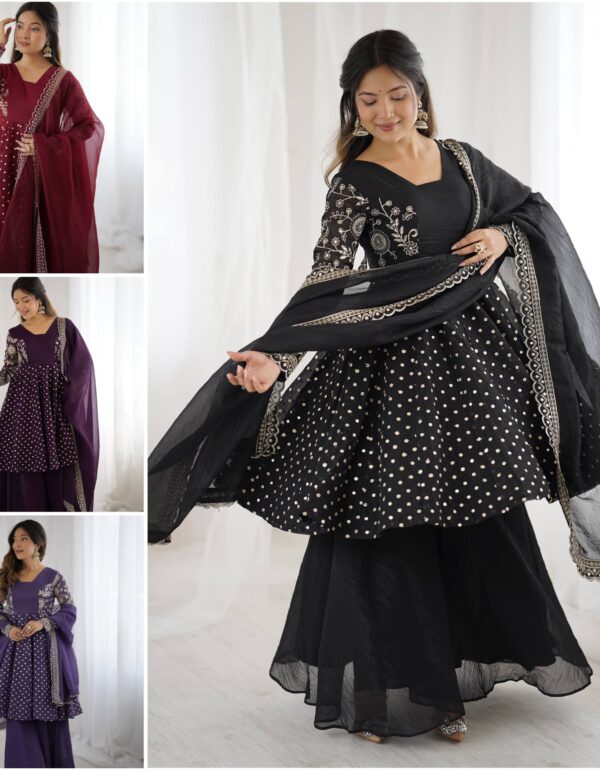 Gulnaar Embroidery Sequence Work Suit Set