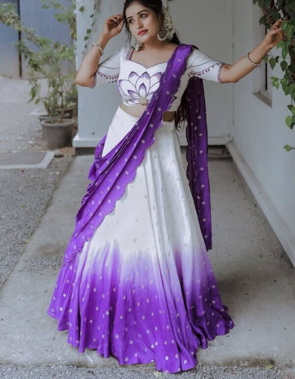Inara White-to-purple Tradition Style Lehenga