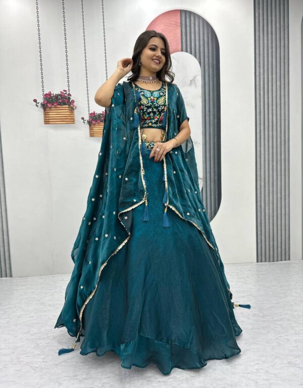 Vaidehi  Embroidered Crop Top With Floral Lahenga Choli