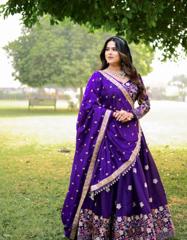 Kalki purple Designer Pure Chinon Lahenga