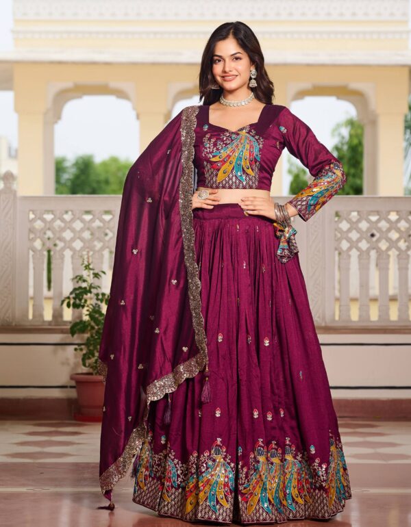 Naira’s Regal Aura: Heavy  Embroidery Sequence & Thred Work Lehenga Choli