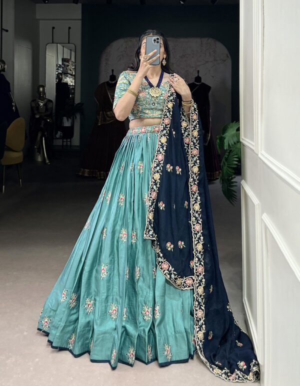 Ruhani’s Teal Blossom Elegance Lehenga Set
