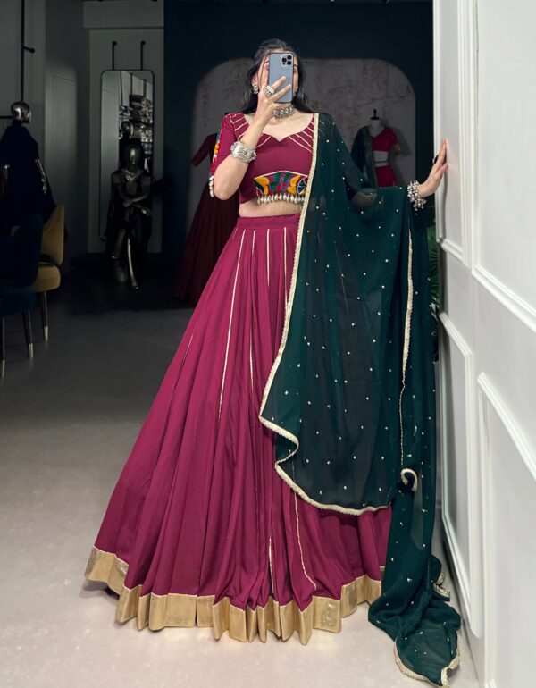 Naaznin Pure Rayon Silk Gotta Patti Lace Lehenga Set