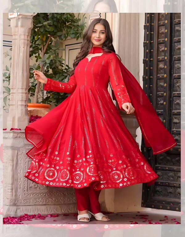 Meher in Bloom Red Heritage Style Anarkali Suit