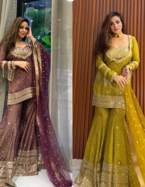 Embroidered Bandhani Gharara