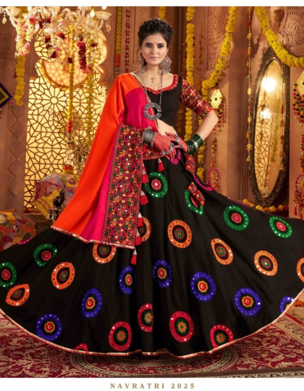 Black Navratri Chaniya Choli with Multicolor Mirror Work