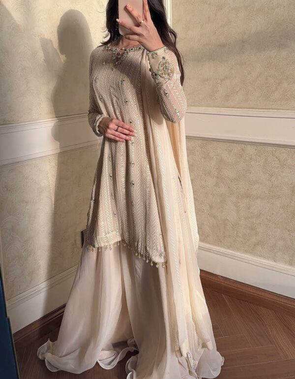 Pearl Beige Embroidered Suit Set