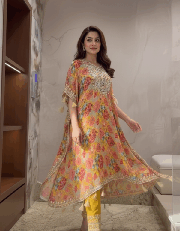 Sunset Bloom Kaftan & Pant Set