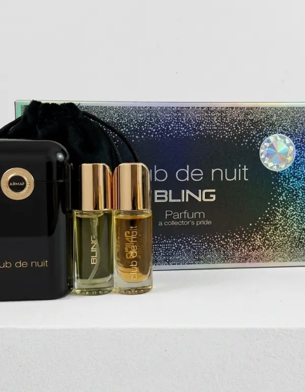 Armaf Club De Nuit Bling Travel Buddy Set (12ml EDP Spray,12ml Oil Roll-On, Travel Case & Pouch)