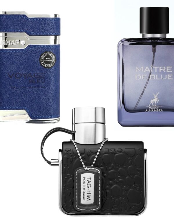 Decant/Sample Feel of bleu de chanel pack, Maison Alhambra Maitre De Blue, Armaf Tag Him And Armaf Voyage Bleu EDP 10mlX3