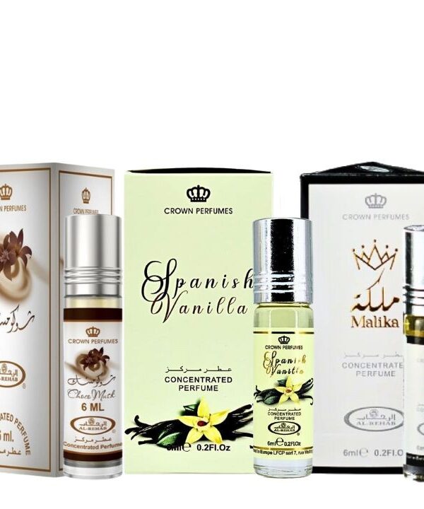Al Rehab Concentrated Oil Pack ( Choco Musk, Spanish Vanilla and Malika ) 6mlX3