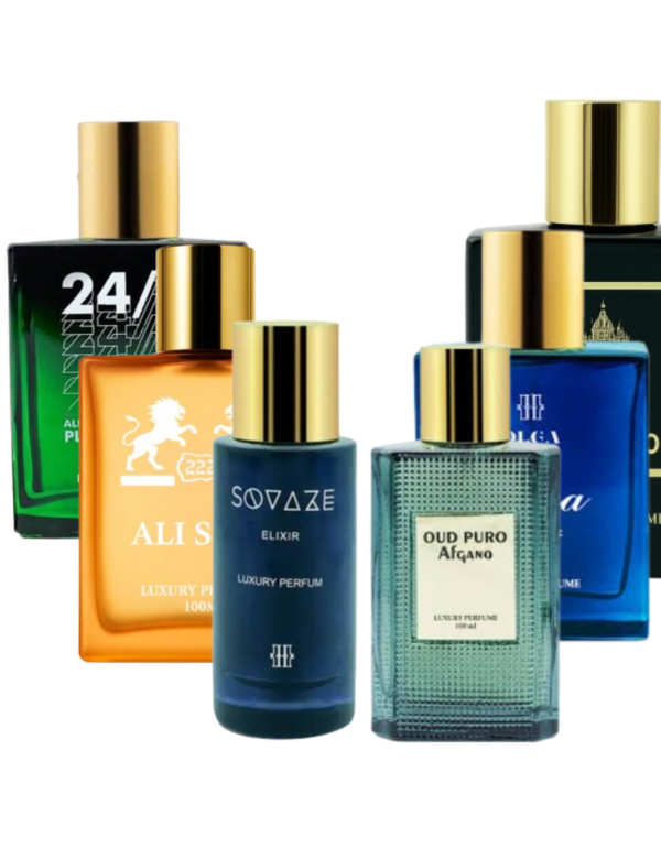 Decant/Sample Olga Pack ( Sovaze Elixir,Oud Puro Afgano,Ali Sher,Aqua Intense,All Day Players,Red Tobacco ) EDP 10mlX6