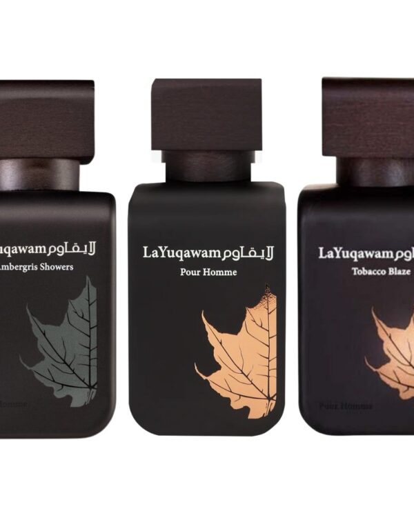 Decant/Sample Pack Of Rasasi Layuqawam Pour Homme, Layuqawam Tobacco Blaze And Layuqawam Ambergris Showers EDP 10mlX3